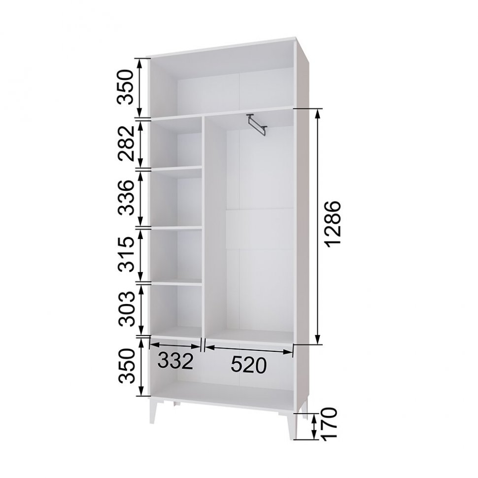 Шкаф 2-х створчатый Толедо ТШ-30, Белый