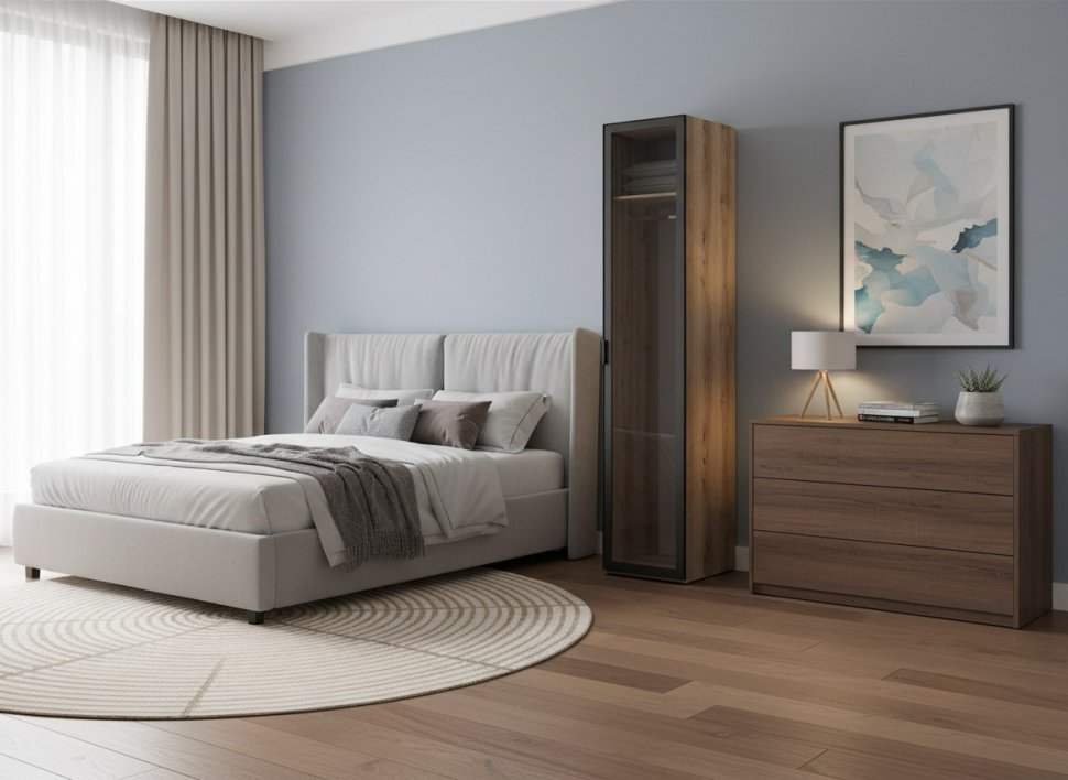 200.02 шкаф для одежды (витрина) Арден Дуб Делано / черный