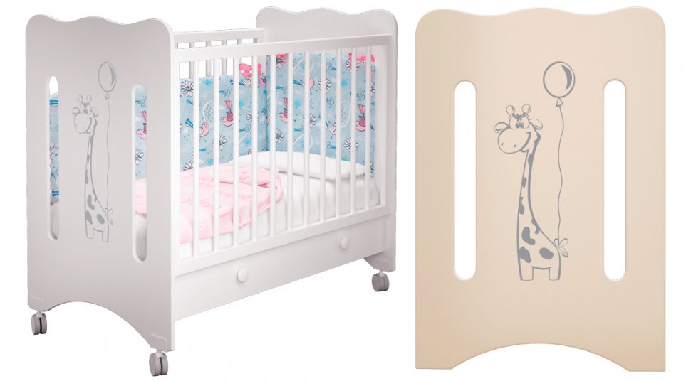 Кроватка для новорожденных Руслана 1 Жирафик (с ящиком)