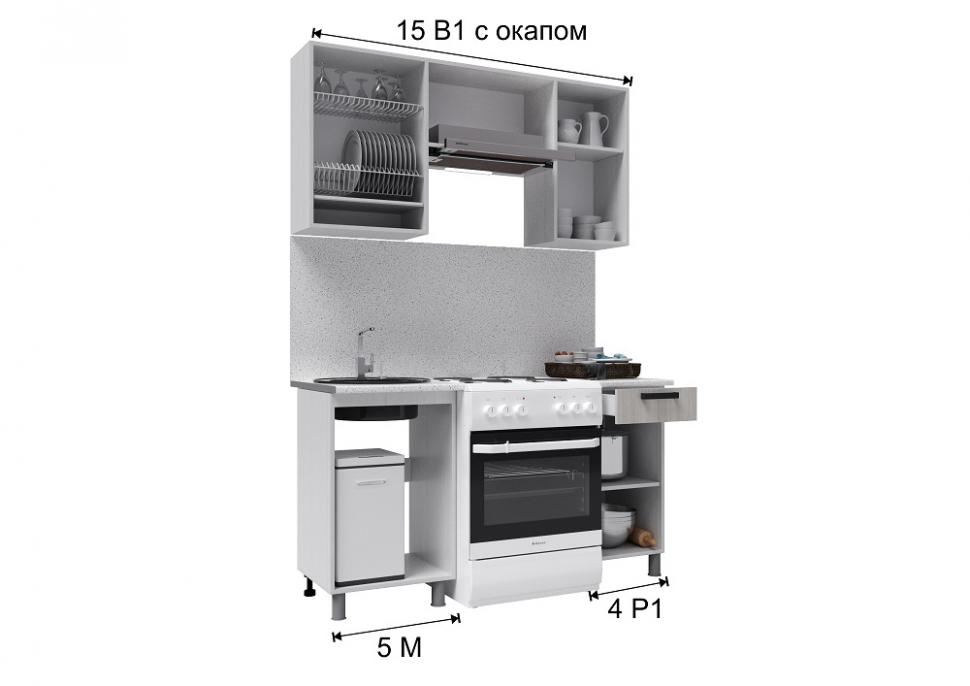 Кухня Кантри 1,5м с окапом