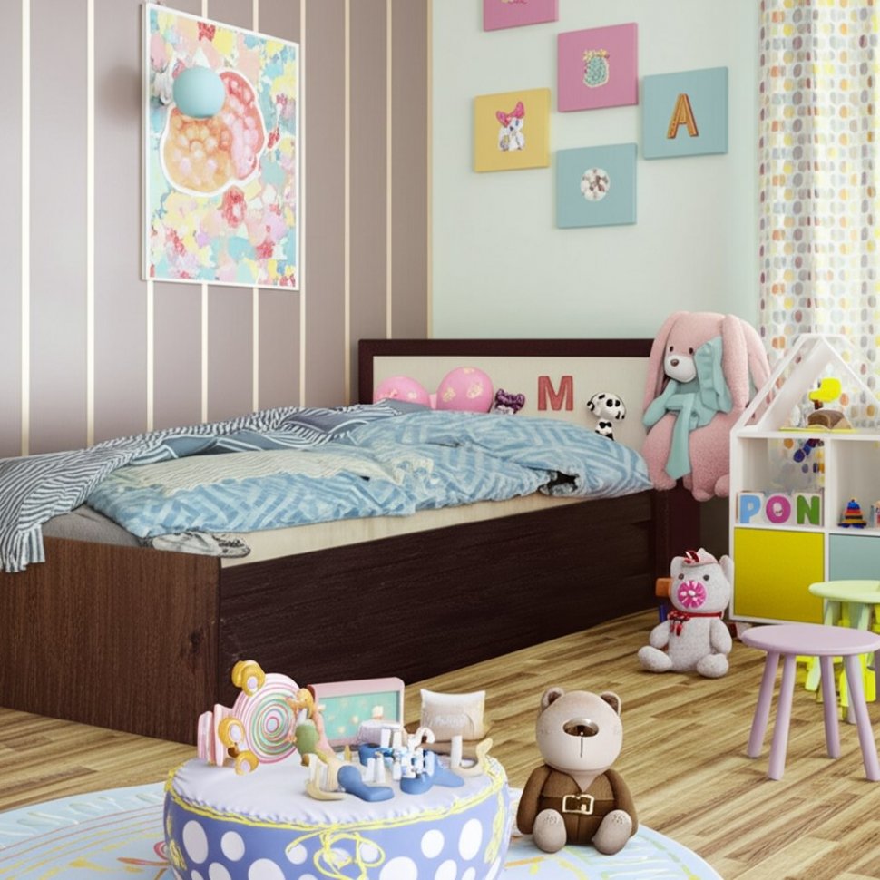 Кровать 90х200 Фиеста БТС (Венге) без основания