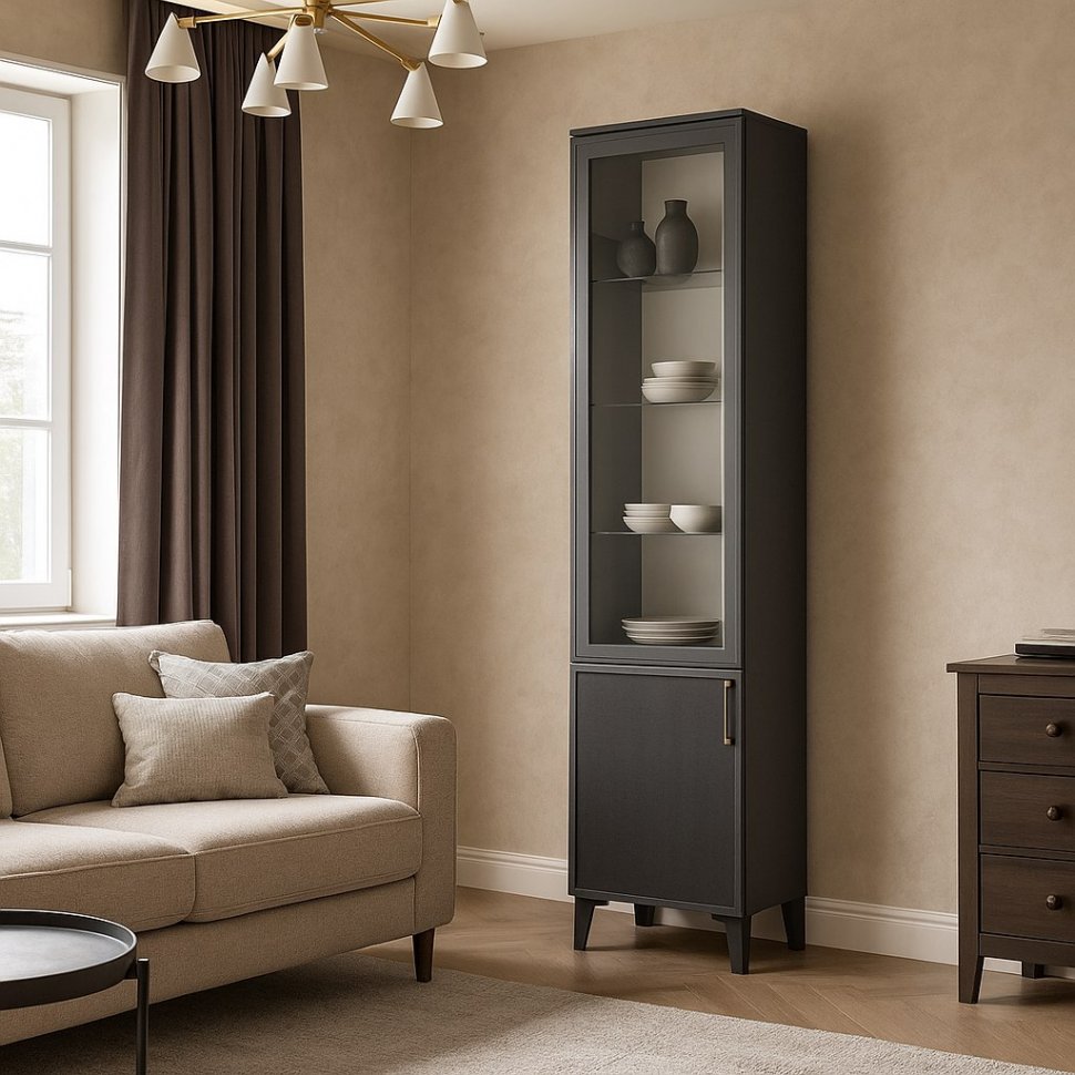 Пенал-витрина Толедо ТШ-1, Графит серый