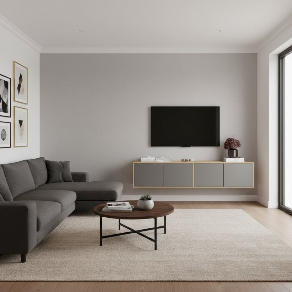 Тумба ТВ подвесная Парус-11, дуб крафт золотой/графит серый