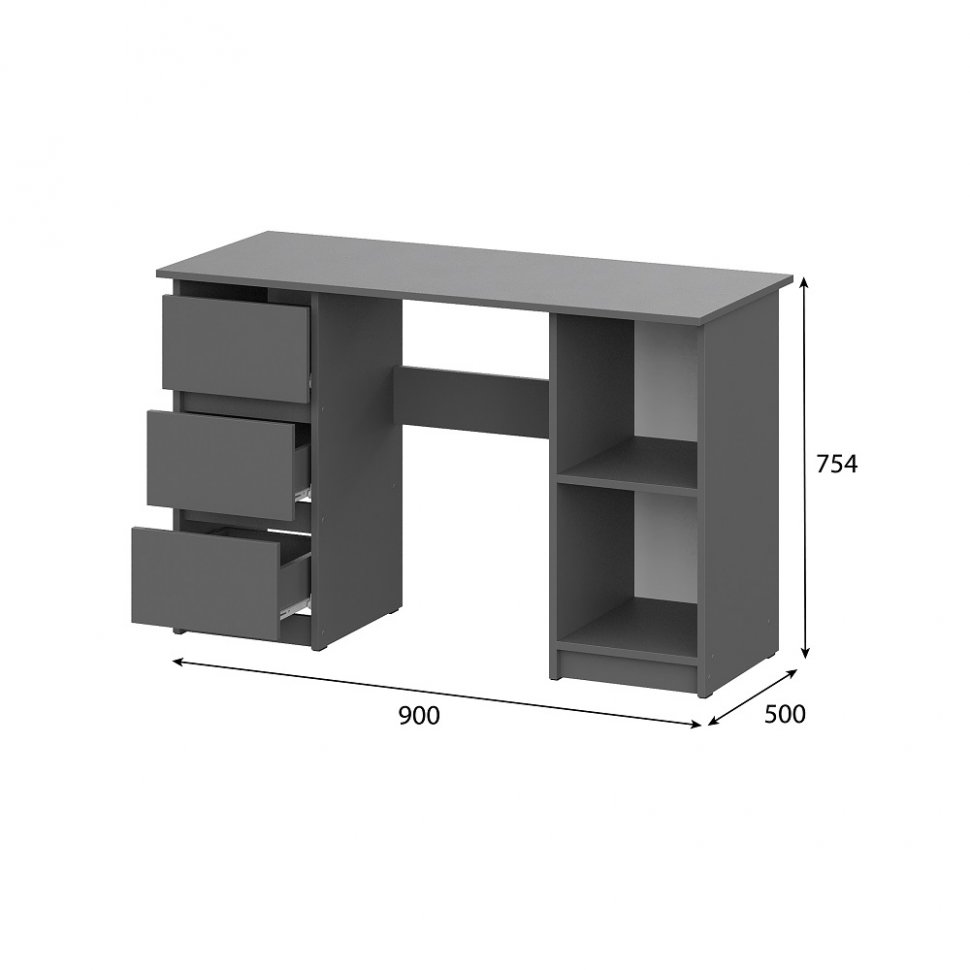 Стол письменный Денвер с ящиками 120 (Графит серый)