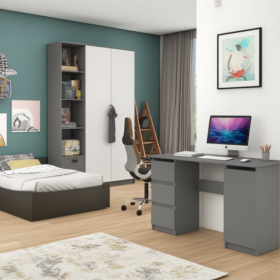 Стол письменный Денвер с ящиками 120 (Графит серый)