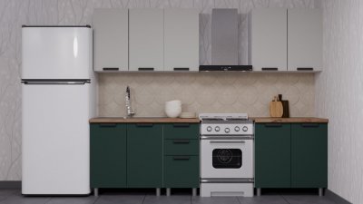 Кухня Аленушка 2 м Лаванда Керамика/Изумруд,скоба черный,сонома