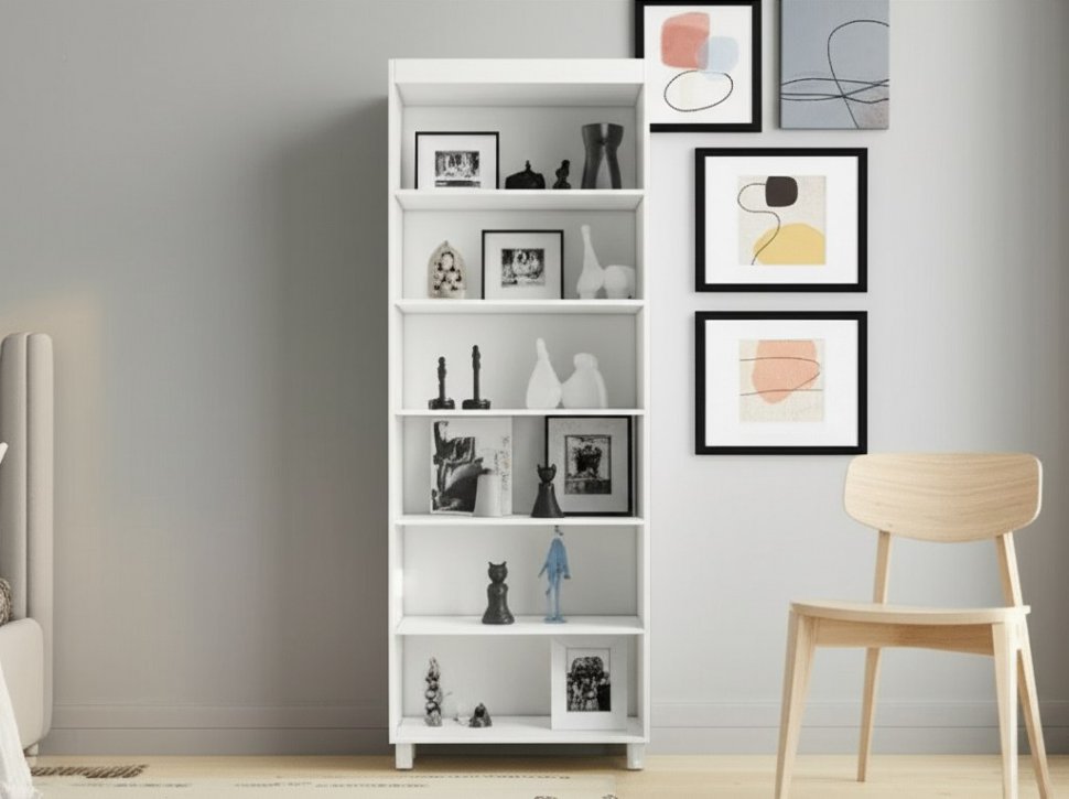 Шкаф-стеллаж (гл.410) Монако МН-52 белое дерево