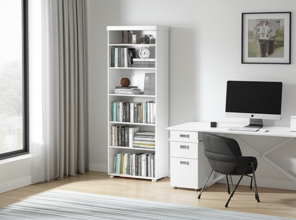 Шкаф-стеллаж (гл.410) Монако МН-52 белое дерево