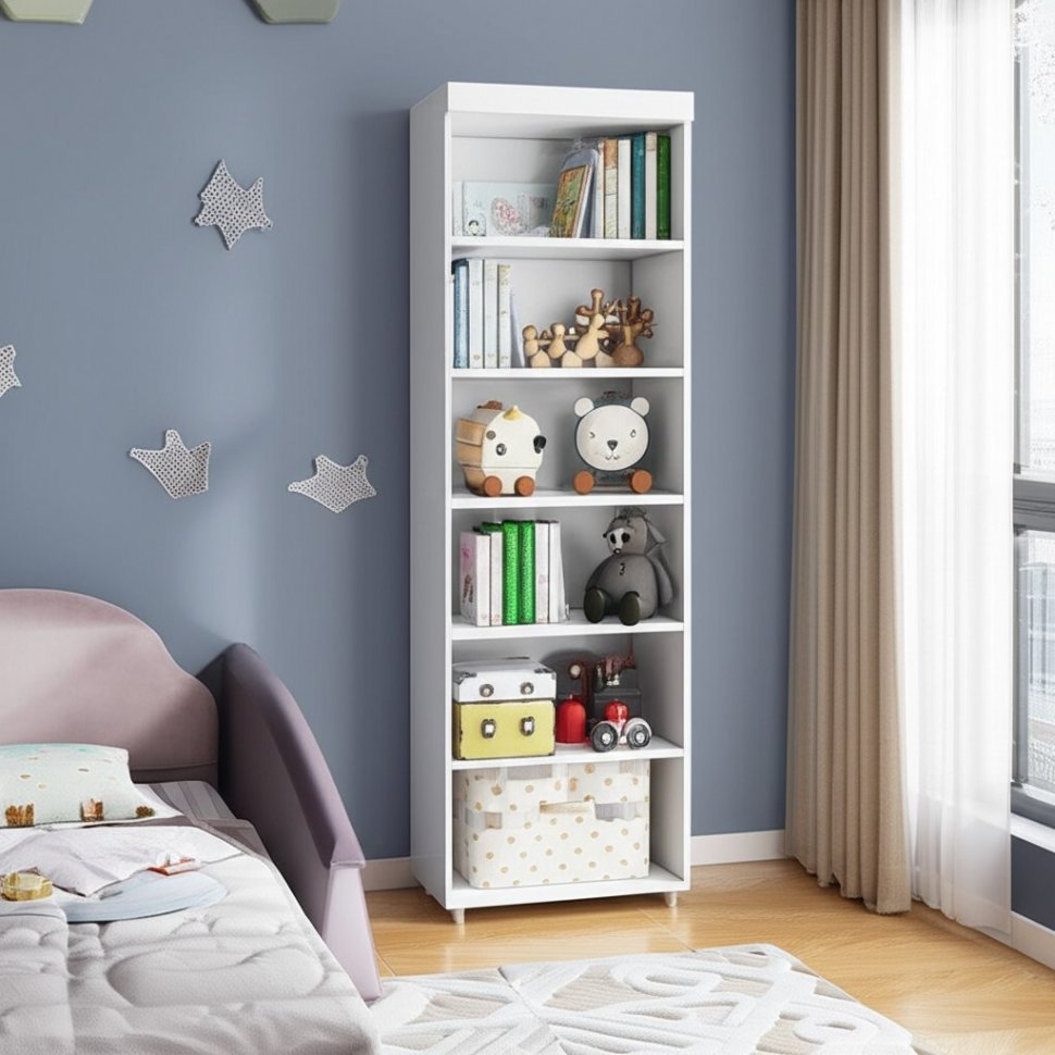 Шкаф-стеллаж (гл.410) Монако МН-52 белое дерево