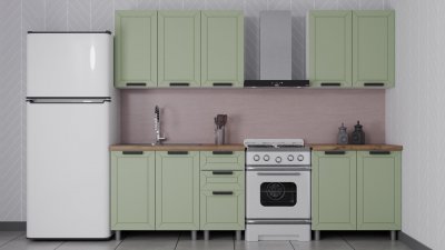 Кухня Аленушка 2 м Лилия Фиcташка/Фисташка,скоба черный,сонома