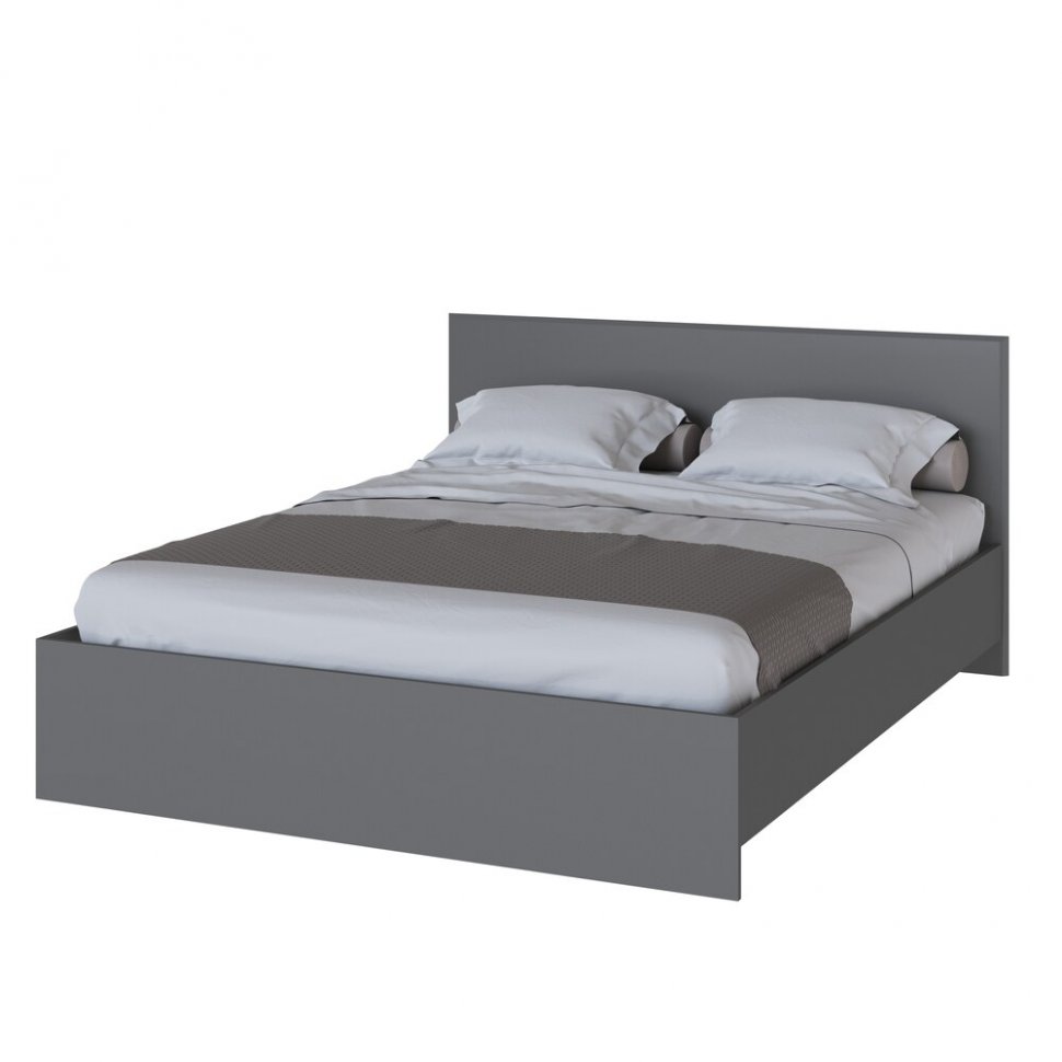 Кровать 160x200 с настилом из ДСП Плейона, Графит серый