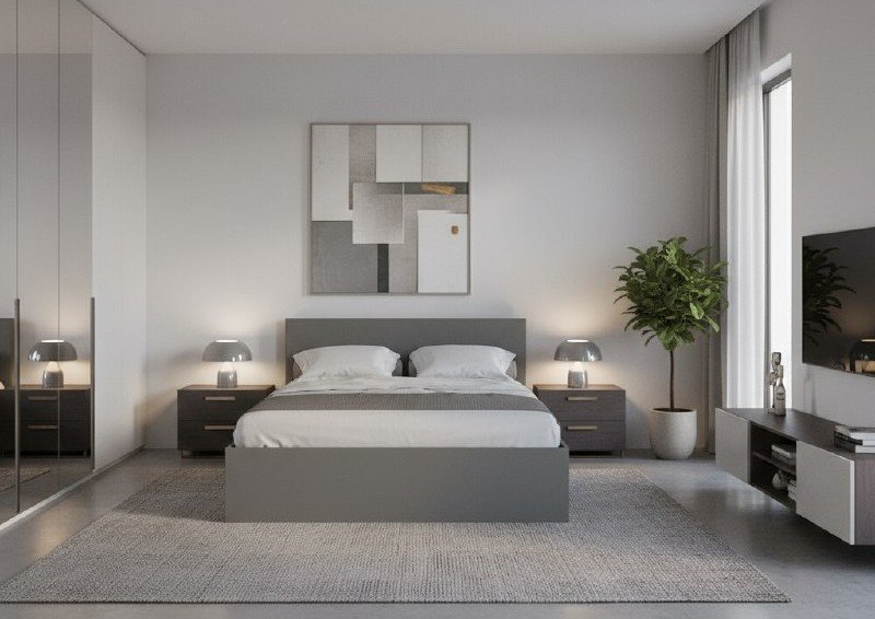 Кровать 160x200 с настилом из ДСП Плейона, Графит серый