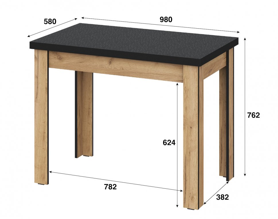 Стол обеденный Аризона (Арника) Дуб золотой / Черный
