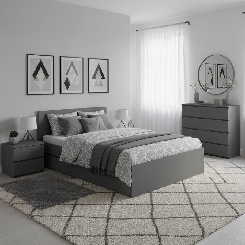 Кровать с настилом ЛДСП и ящиками Симпл КР-07 120х200, Графит