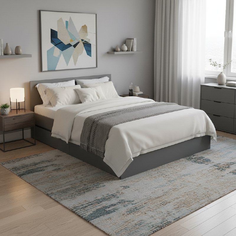 Кровать с настилом ЛДСП и ящиками Симпл КР-07 120х200, Графит