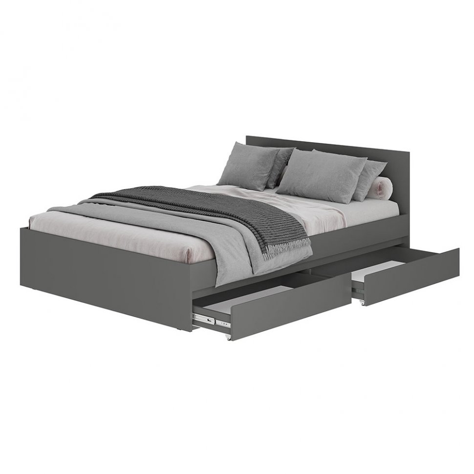 Кровать с настилом ЛДСП и ящиками Симпл КР-07 120х200, Графит