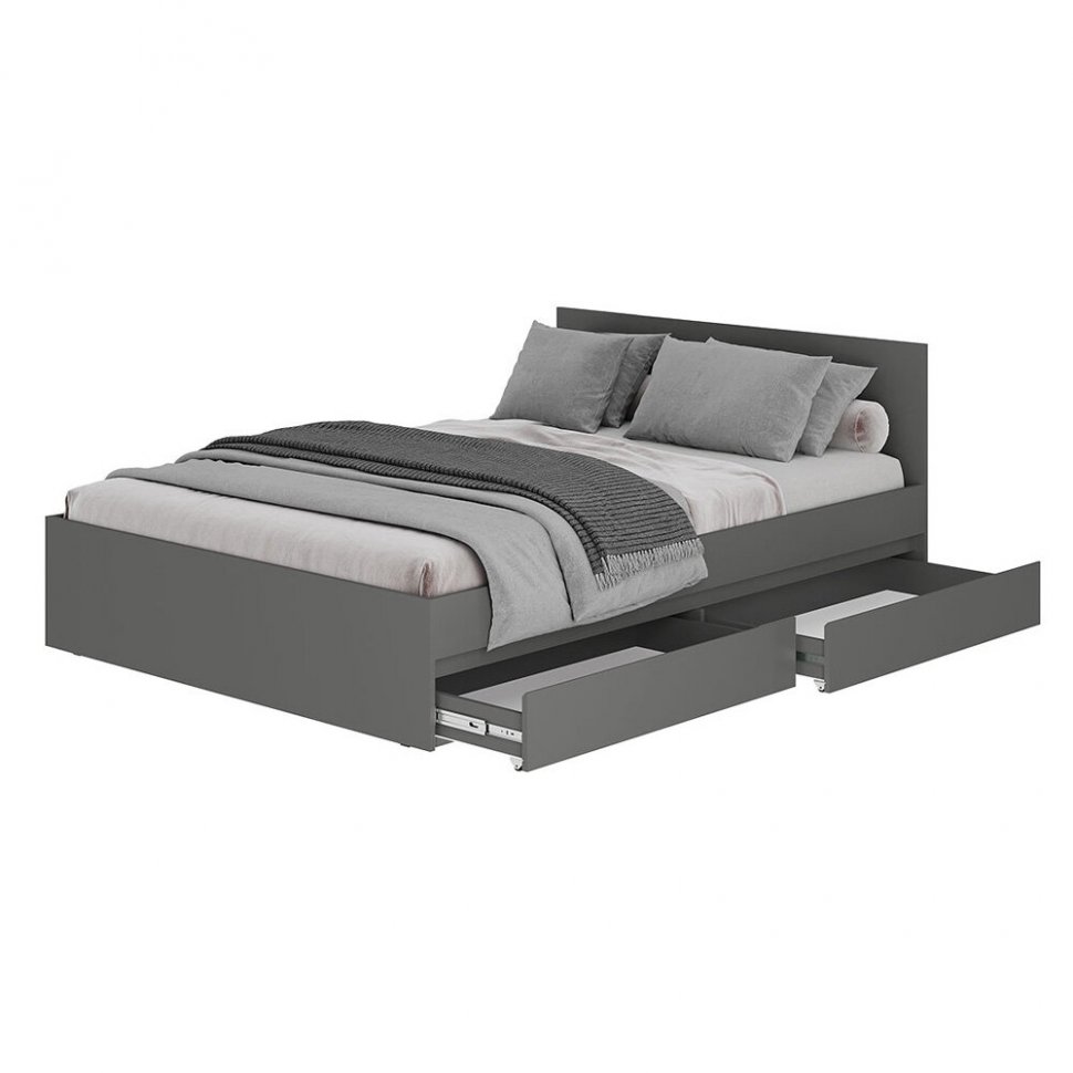 Кровать с настилом ЛДСП и ящиками Симпл КР-07 120х200, Графит