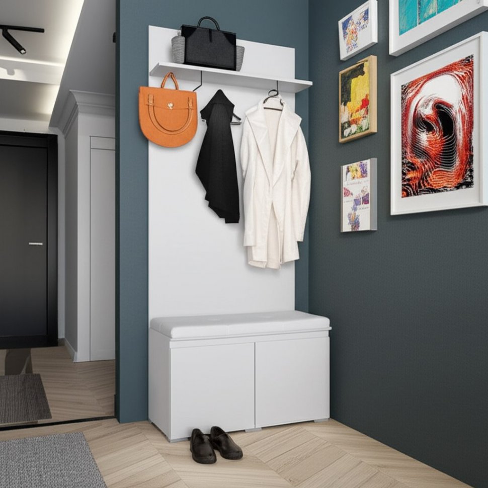 Вешалка с тумбой Плейона (ТЭКС) Белый