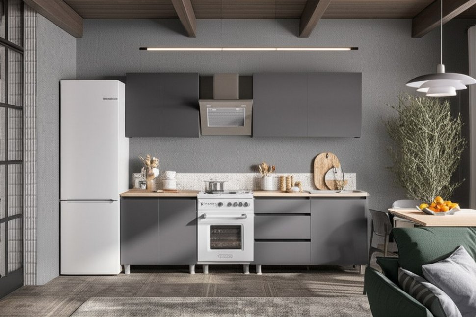 Кухня Денвер 2 м Комплект (Графит Серый)