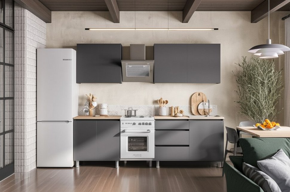 Кухня Денвер 2 м Комплект (Графит Серый)