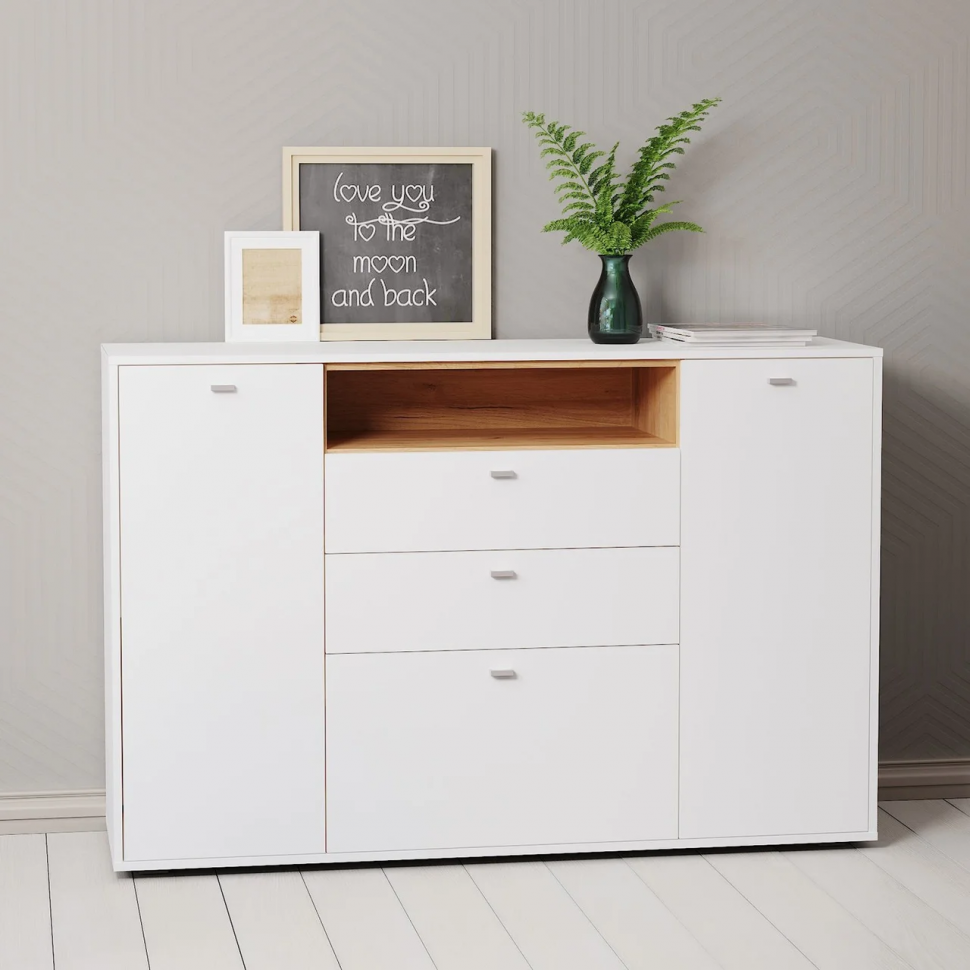 Бэль Комод 10.95 Дуб Золотой / Белый