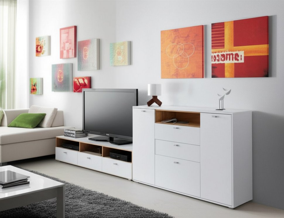 Бэль Комод 10.95 Дуб Золотой / Белый