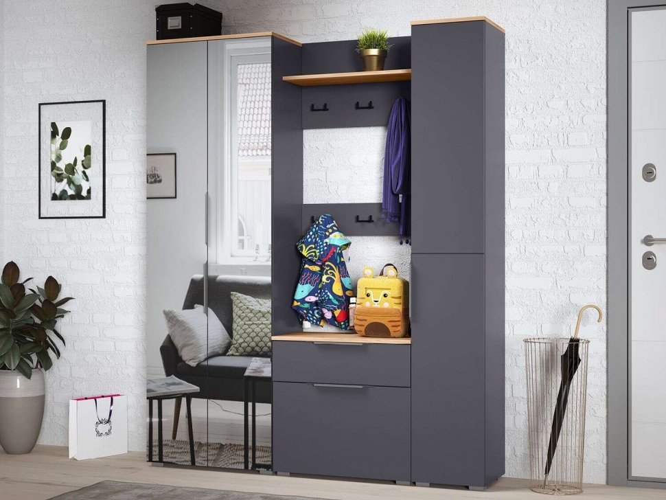 Прихожая Октава 1 Серый графит/Дуб Вотан