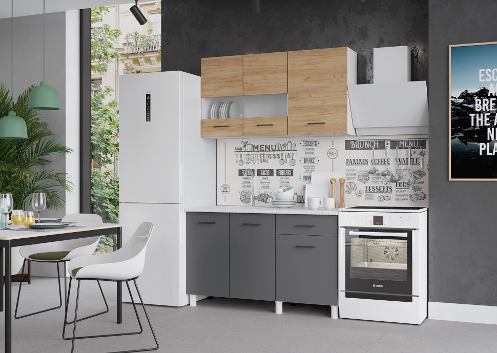 Кухня Тренд 1.3 (Горизонт) Дуб золотой / Графит