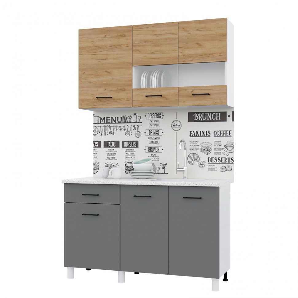 Кухня Тренд 1.3 (Горизонт) Дуб золотой / Графит