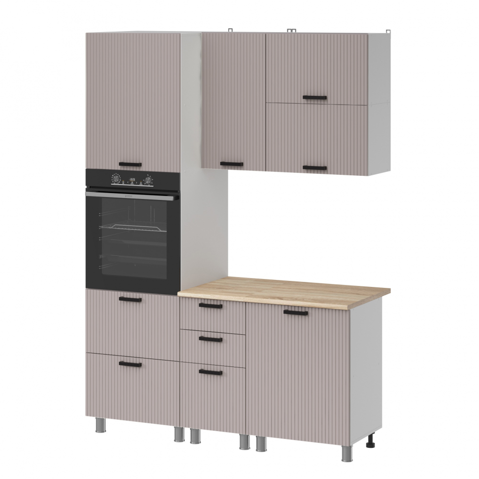 Кухня Аленушка 1,6 м ПД 2 Лотос Кашемир,скоба антроцит,сонома