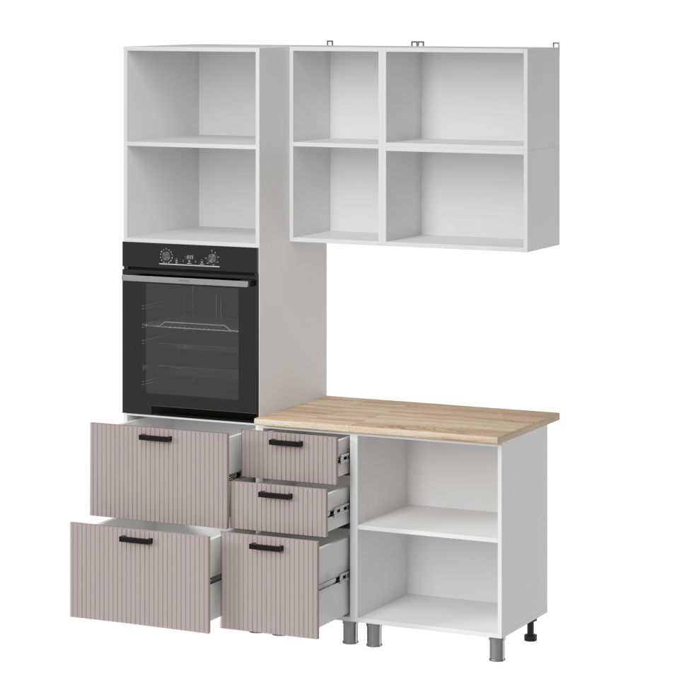 Кухня Аленушка 1,6 м ПД 2 Лотос Кашемир,скоба антроцит,сонома