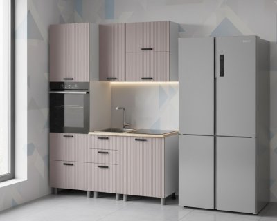 Кухня Аленушка 1,6 м ПД 2 Лотос Кашемир,скоба антроцит,сонома