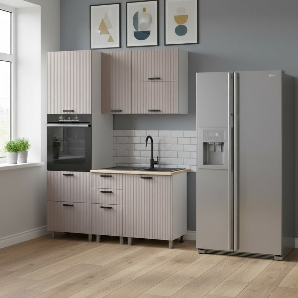 Кухня Аленушка 1,6 м ПД 2 Лотос Кашемир,скоба антроцит,сонома