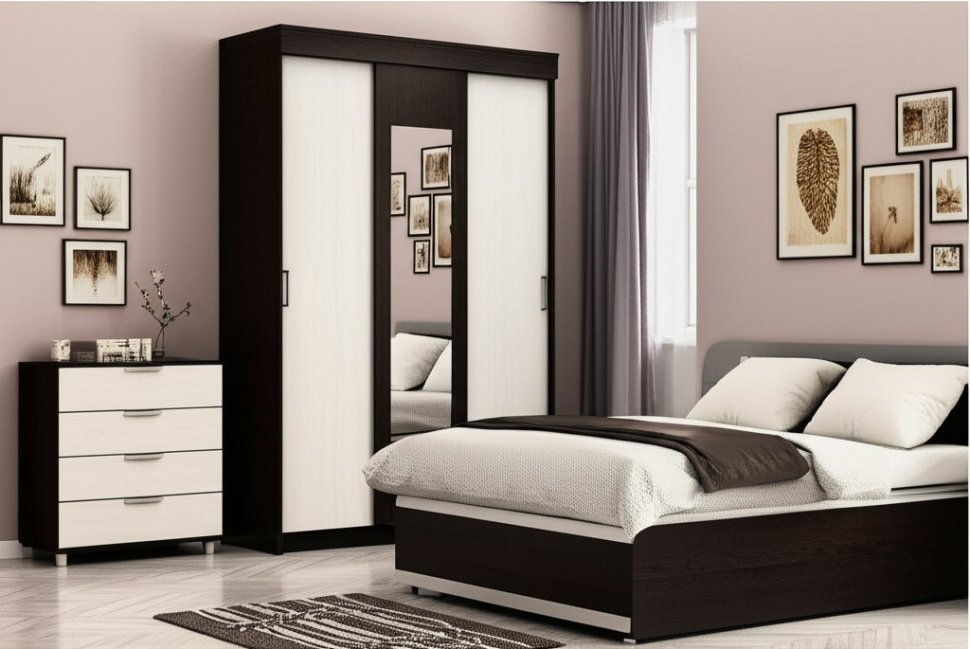 Шкаф-купе ШКП-2 (Арника) Венге / Ясень Анкор светлый