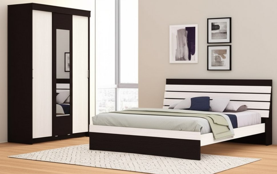 Шкаф-купе ШКП-2 (Арника) Венге / Ясень Анкор светлый