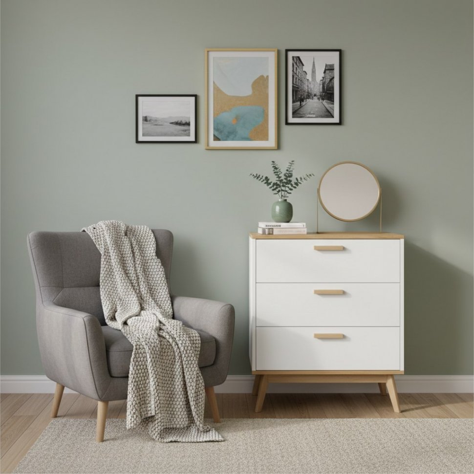 Алатея комод Дуб золотой/Белый