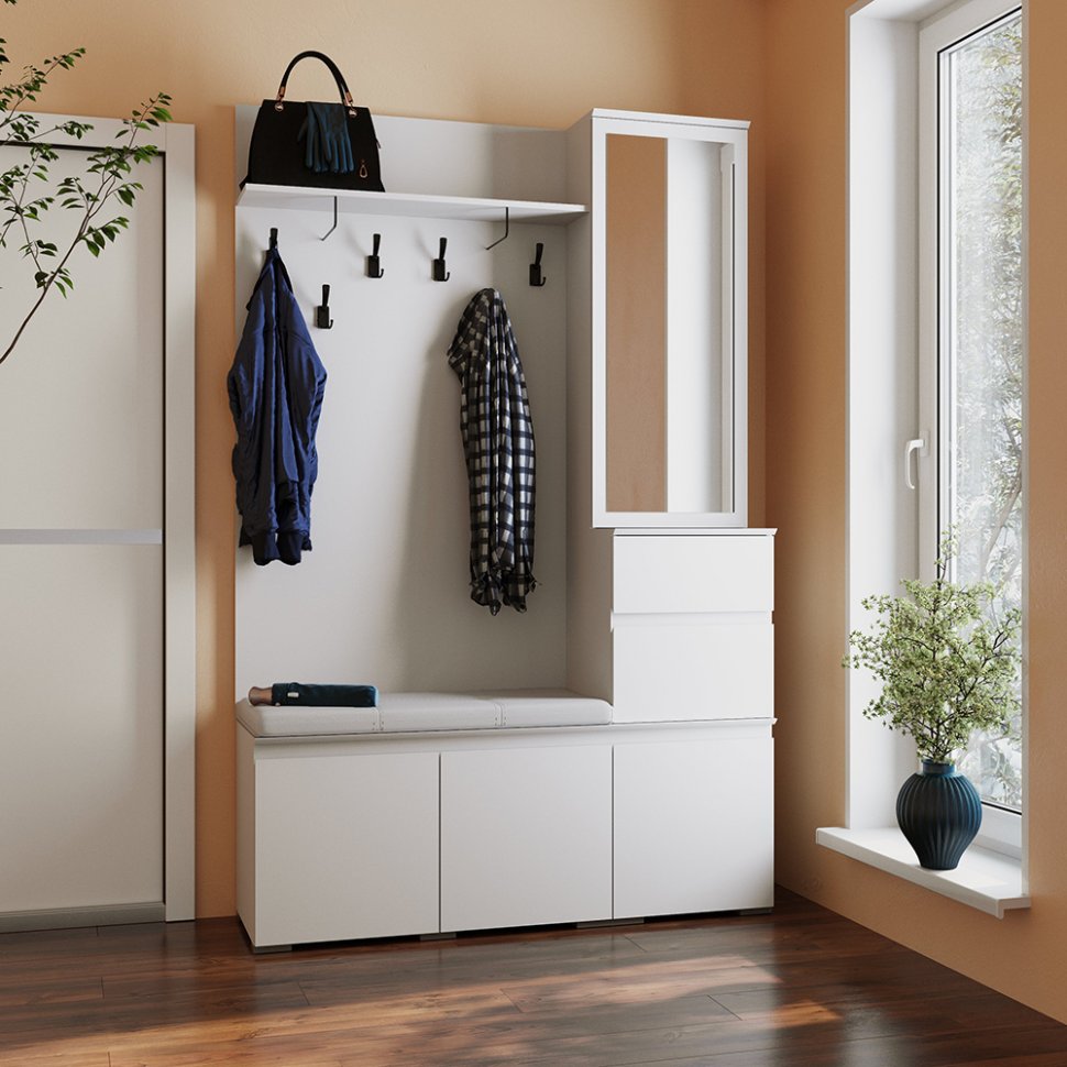 Тумба с зеркалом Плейона (ТЭКС) Белый