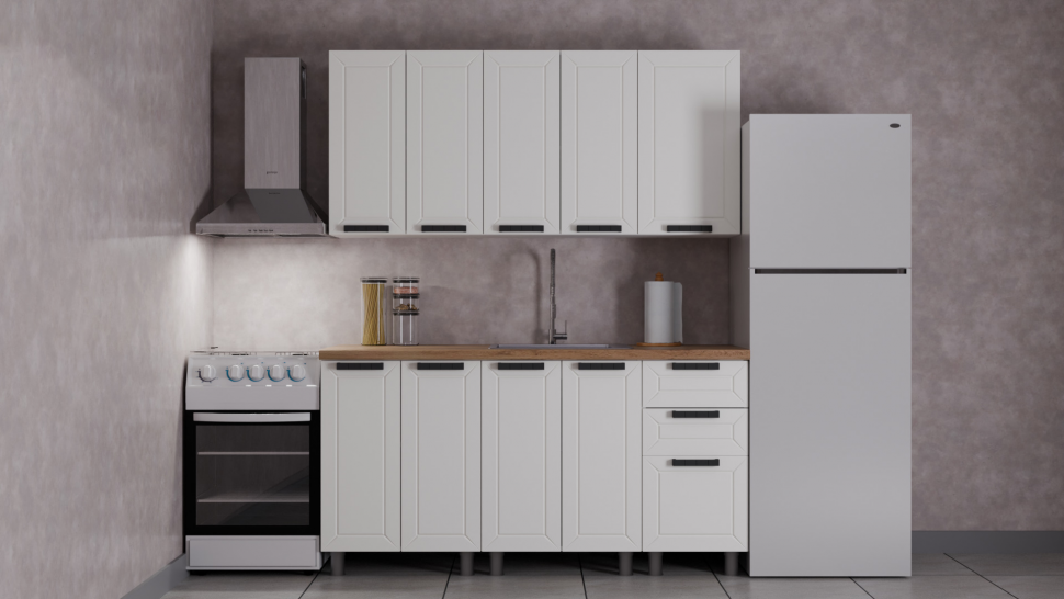 Кухня Аленушка 1,6 м Лилия Молочный/Молочный, черный (без столешницы)