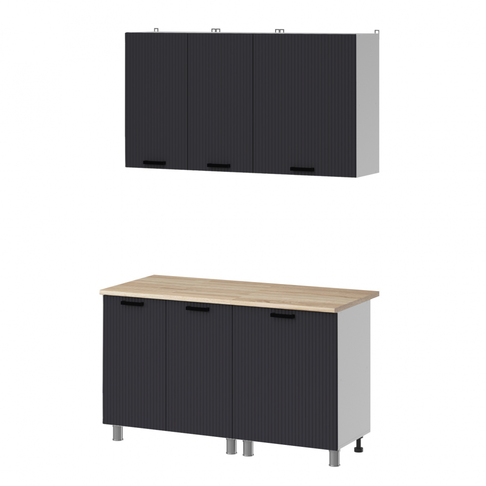 Кухня Аленушка 1,4 м Лотос Сталь,скоба антрацит,сонома