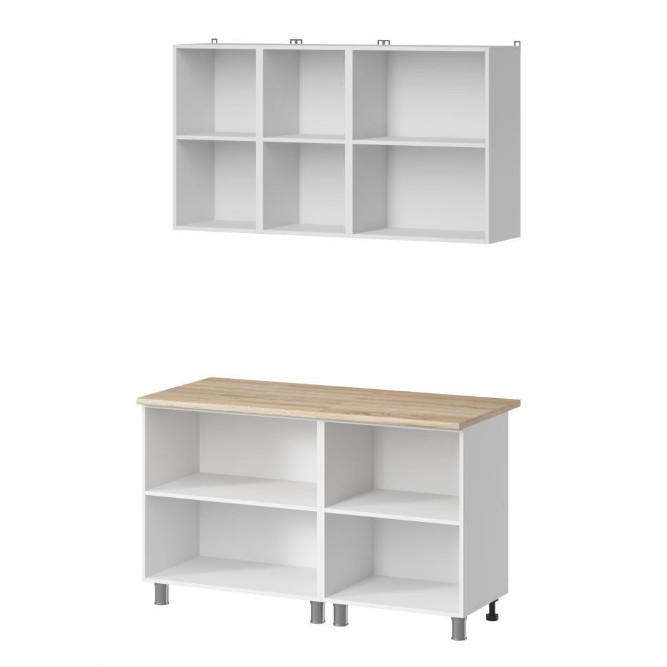 Кухня Аленушка 1,4 м Лотос Сталь,скоба антрацит,сонома