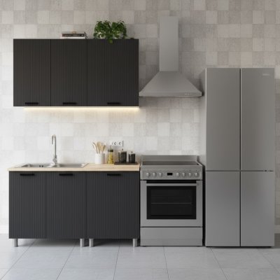 Кухня Аленушка 1,4 м Лотос Сталь,скоба антрацит,сонома