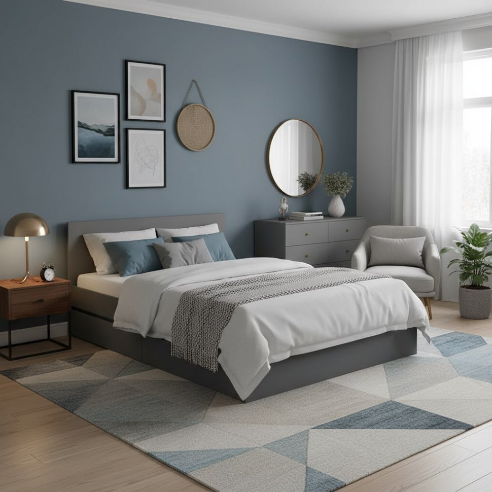 Кровать 1,2 м Симпл КР-07, графит