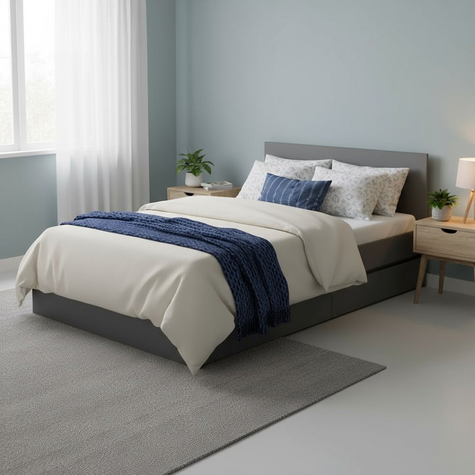 Кровать 1,2 м Симпл КР-07, графит