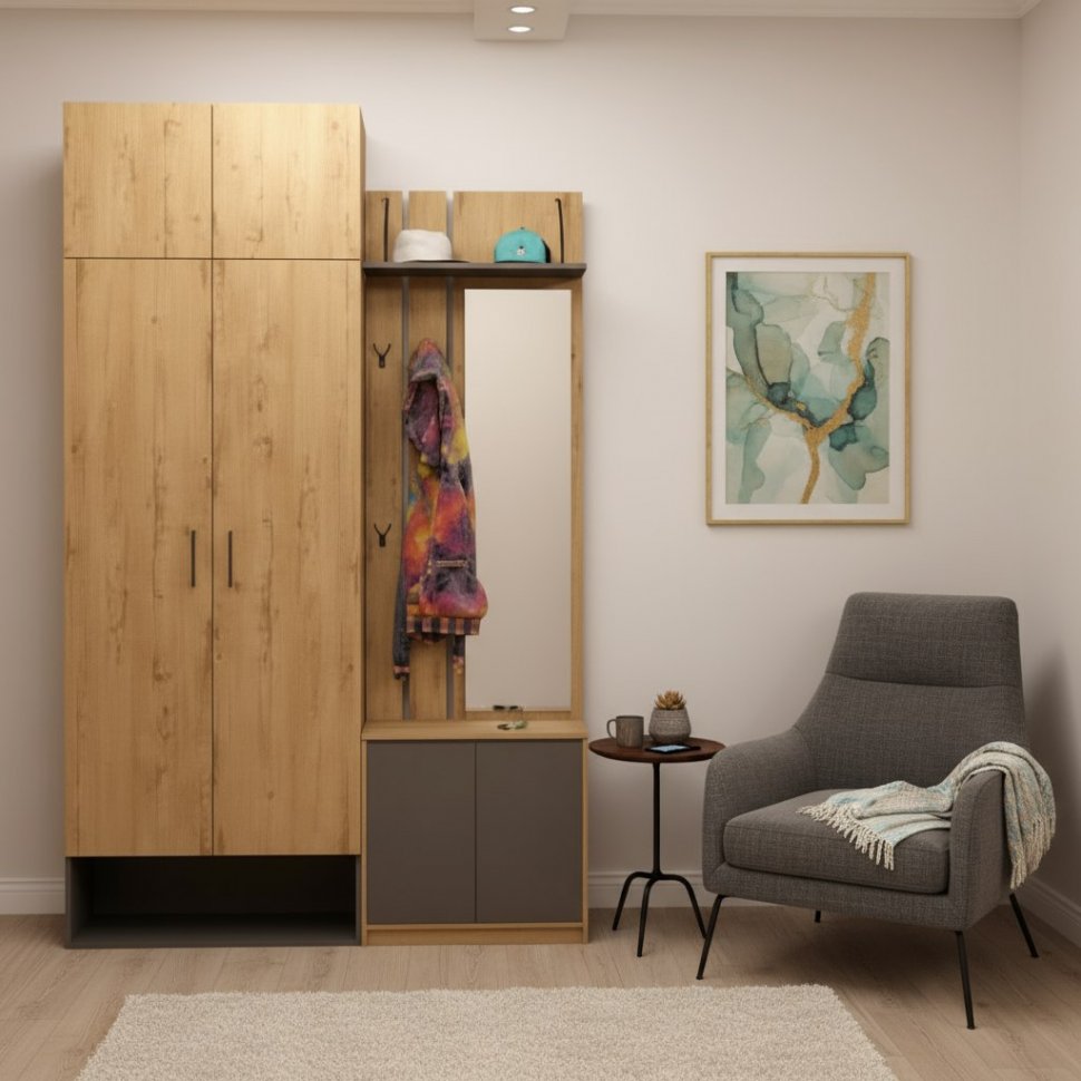 Прихожая Бруно 1 Дуб Вотан / Серый графит