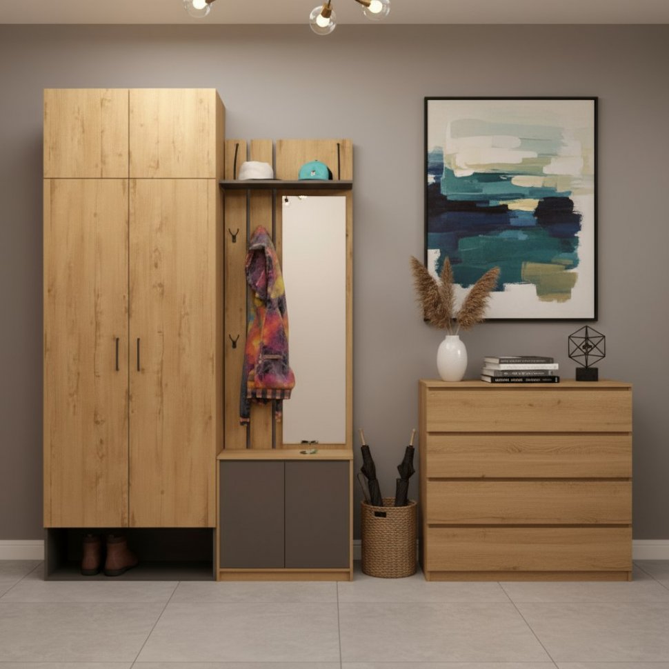 Прихожая Бруно 1 Дуб Вотан / Серый графит