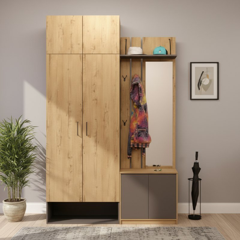 Прихожая Бруно 1 Дуб Вотан / Серый графит