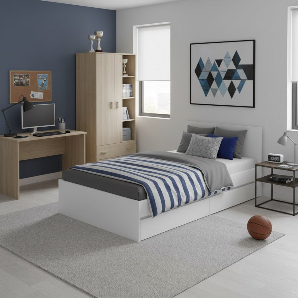 Кровать 1,2 м Симпл КР-07, белый