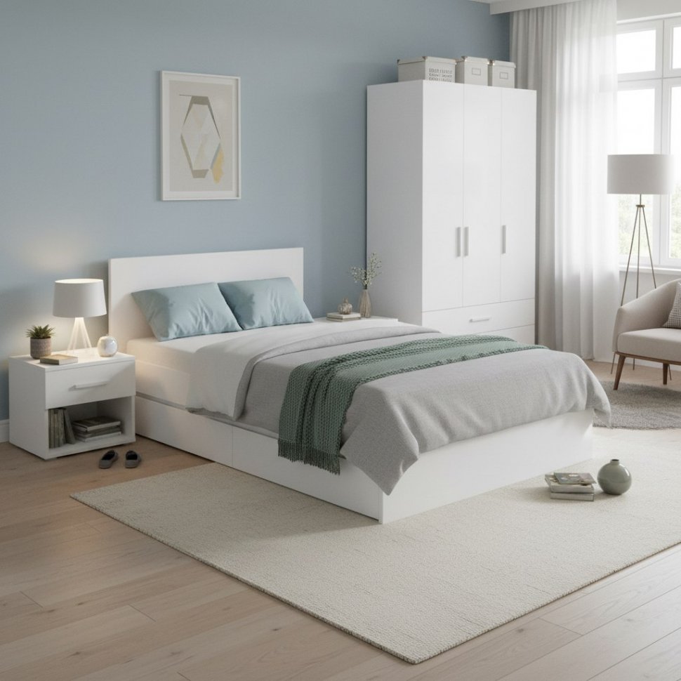 Кровать 1,2 м Симпл КР-07, белый