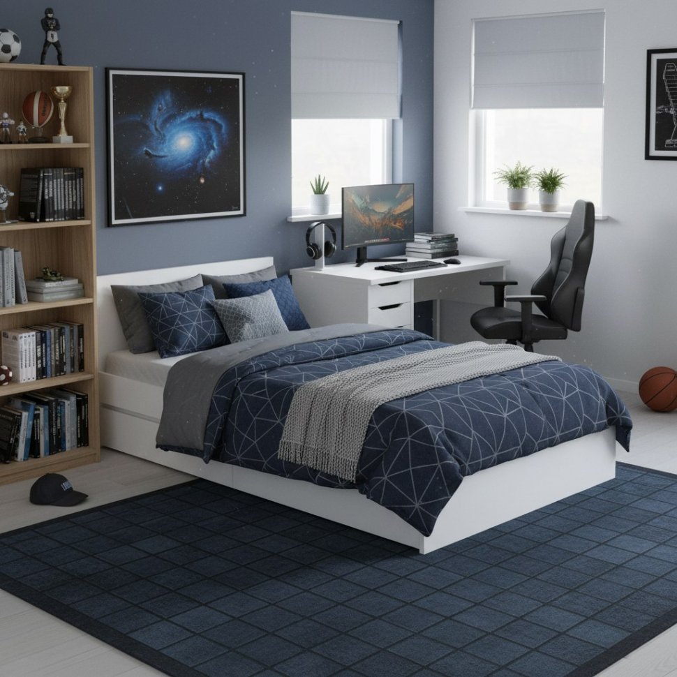 Кровать 1,2 м Симпл КР-07, белый