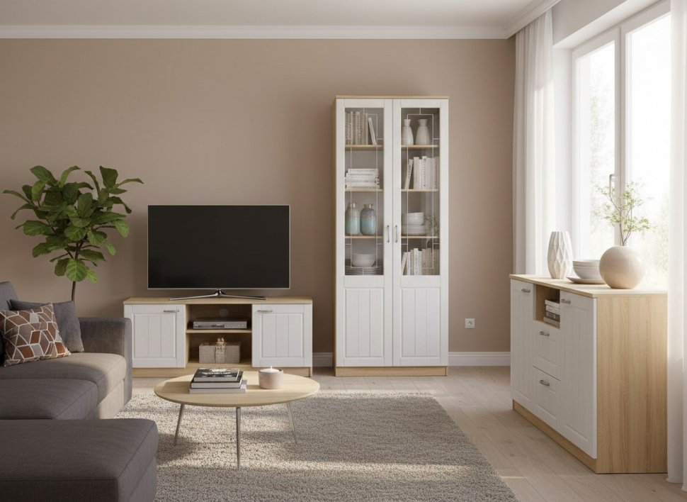 НМ 040.62 Шкаф РС Оливия Дуб Сонома/белое дерево